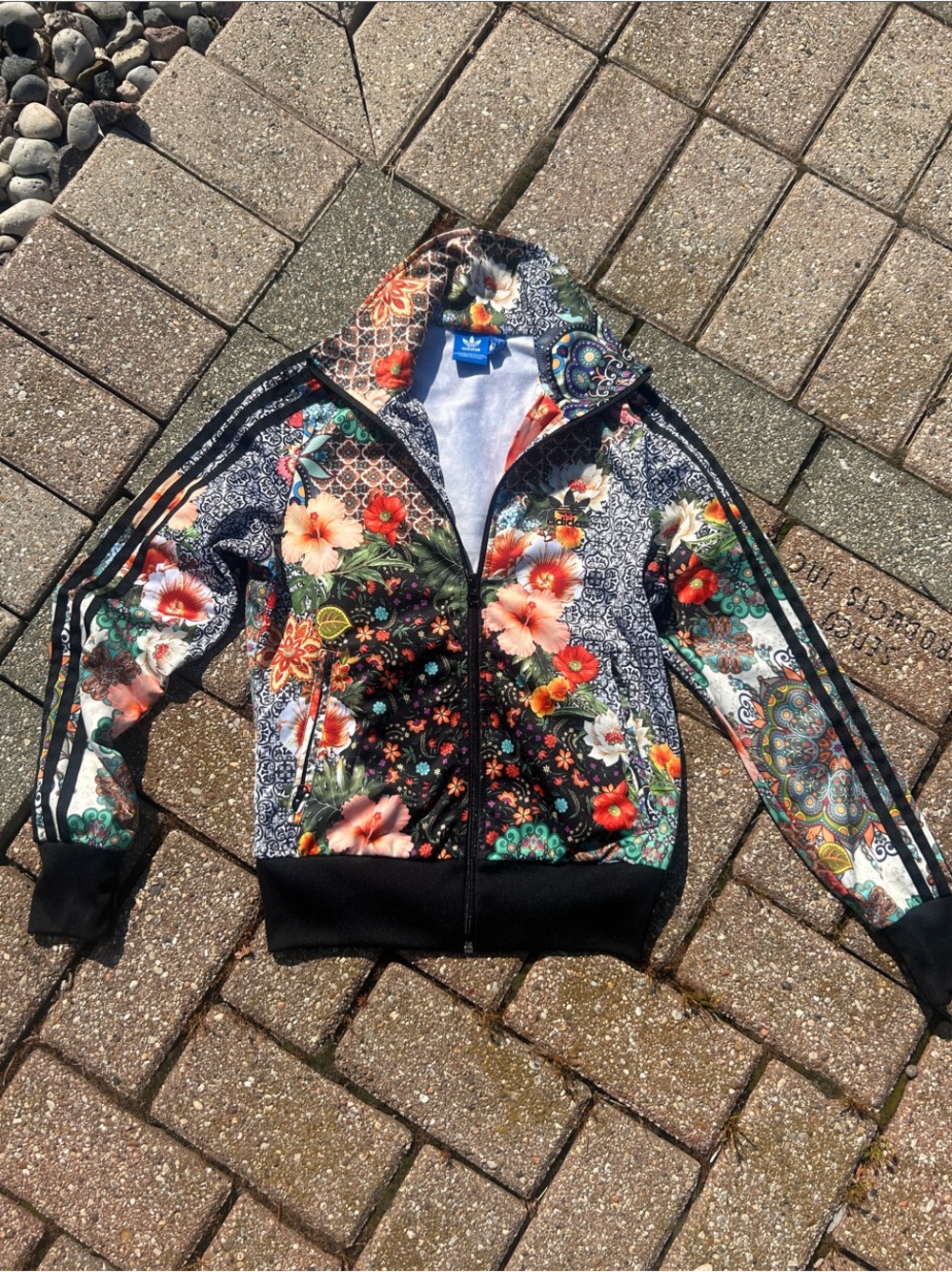 NWOT! adidas Floral Track Jacket in Black with Multicolor Print
